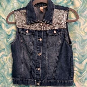 Girls Denim vest with Sequins Size 14-16